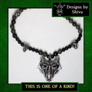 Norse Wolf Gemstone Necklace